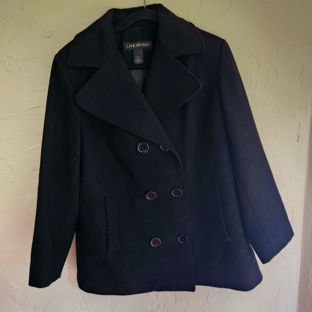 Lane Bryant Peacoat. Wool, navy blue. Size 14-16